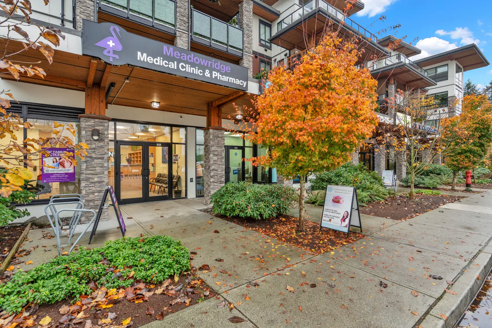 Meadowridge Medical Clinic storefront and sign in Pitt Meadows
