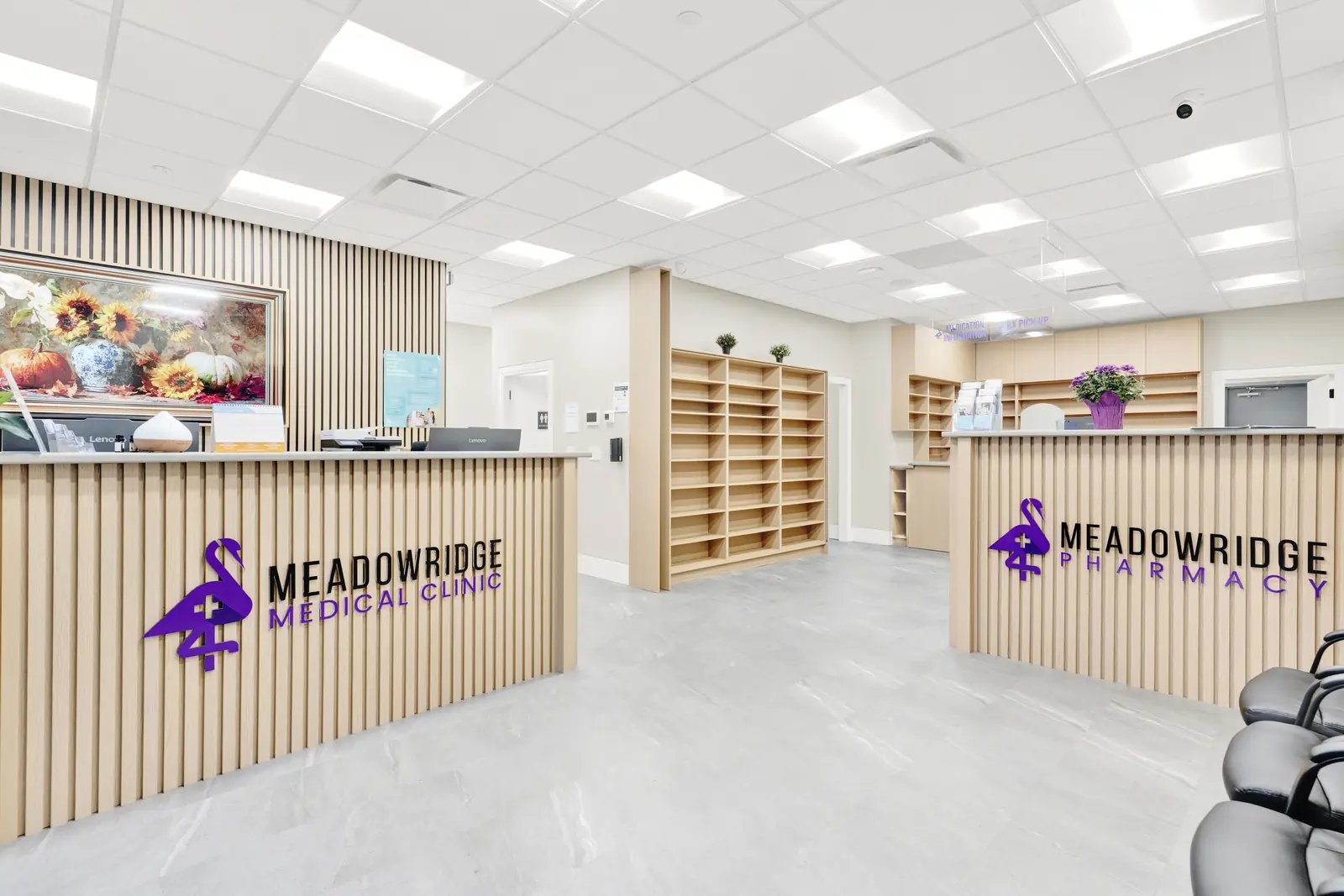 Reception desk at Meadowridge Medical Clinic, Pitt Meadows