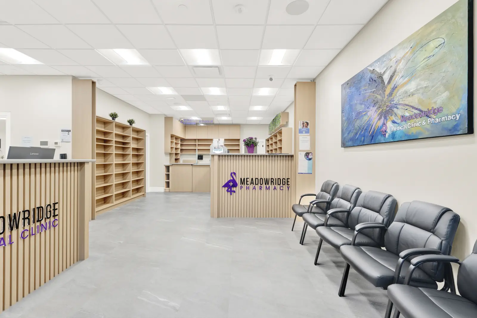 Bright waiting area at Meadowridge Medical Clinic
